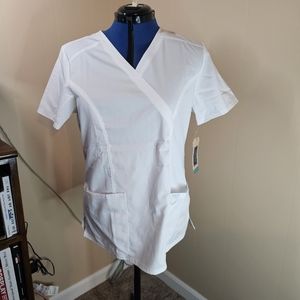 Cherokee Revolution Medium White Mock Wrap Scrub Top